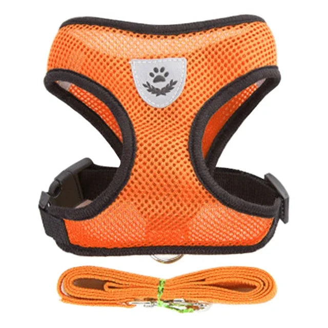 Cat & Dog Harness Vest – Adjustable Mesh with Walking Leash