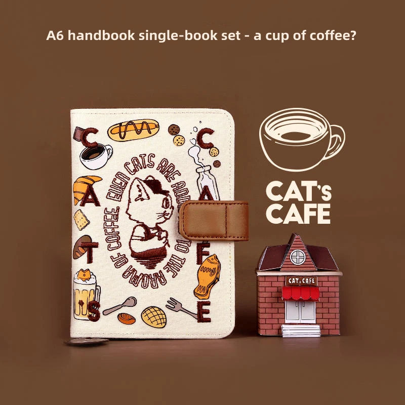 Cat Café Handbook Gift Set – A6 Cute Diary & Scrapbook