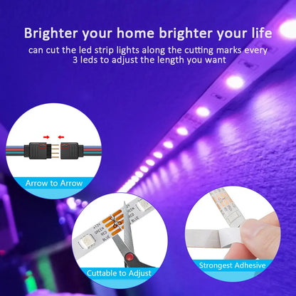 RGB LED Strip Lights  5V, 1–30M, Music Sync, 16M Colors, Color-Changing for Home & Parties