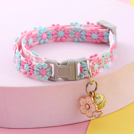 Colorful Pet Collar with Bell  Adjustable Dog & Kitten Collar