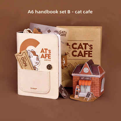 Cat Café Handbook Gift Set – A6 Cute Diary & Scrapbook