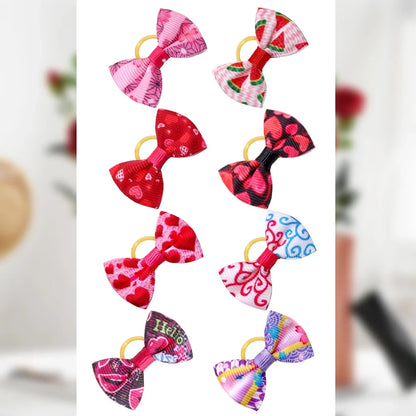 100pcs Dog Hair Bows – Cute Pet Accessories with Rubber Bands