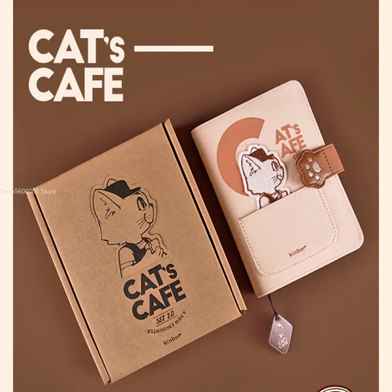 Cat Café Handbook Gift Set – A6 Cute Diary & Scrapbook