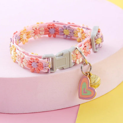 Colorful Pet Collar with Bell  Adjustable Dog & Kitten Collar