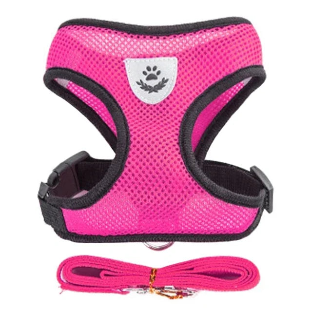 Cat & Dog Harness Vest – Adjustable Mesh with Walking Leash