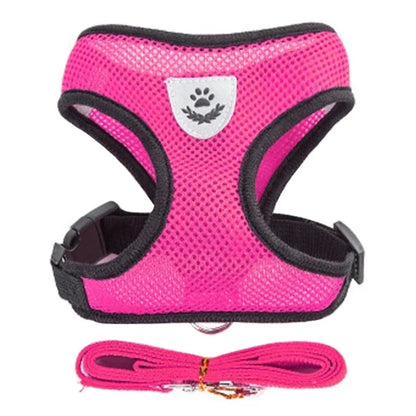 Cat & Dog Harness Vest – Adjustable Mesh with Walking Leash
