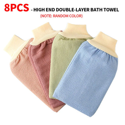 1/4/8-Pack Double-Layer Bath Gloves & Towels – Premium Bath Set