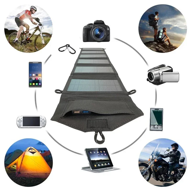 20W 6-Fold Foldable Solar Panel  Portable USB/DC 5V Charger for Full-Time Mobile Power