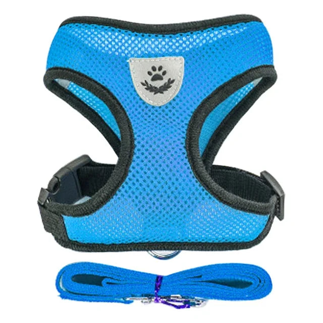 Cat & Dog Harness Vest – Adjustable Mesh with Walking Leash