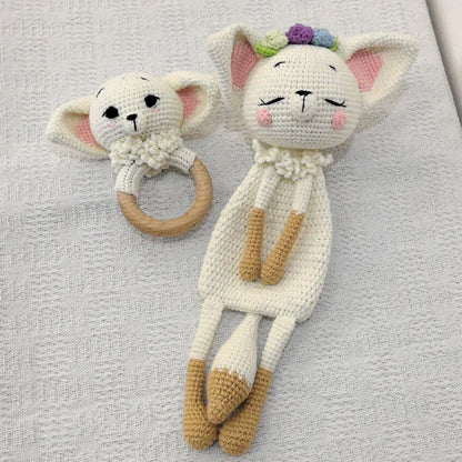 Baby Security Blanket – Soft Cotton Bib & Burp Cloth with Cute Rattle