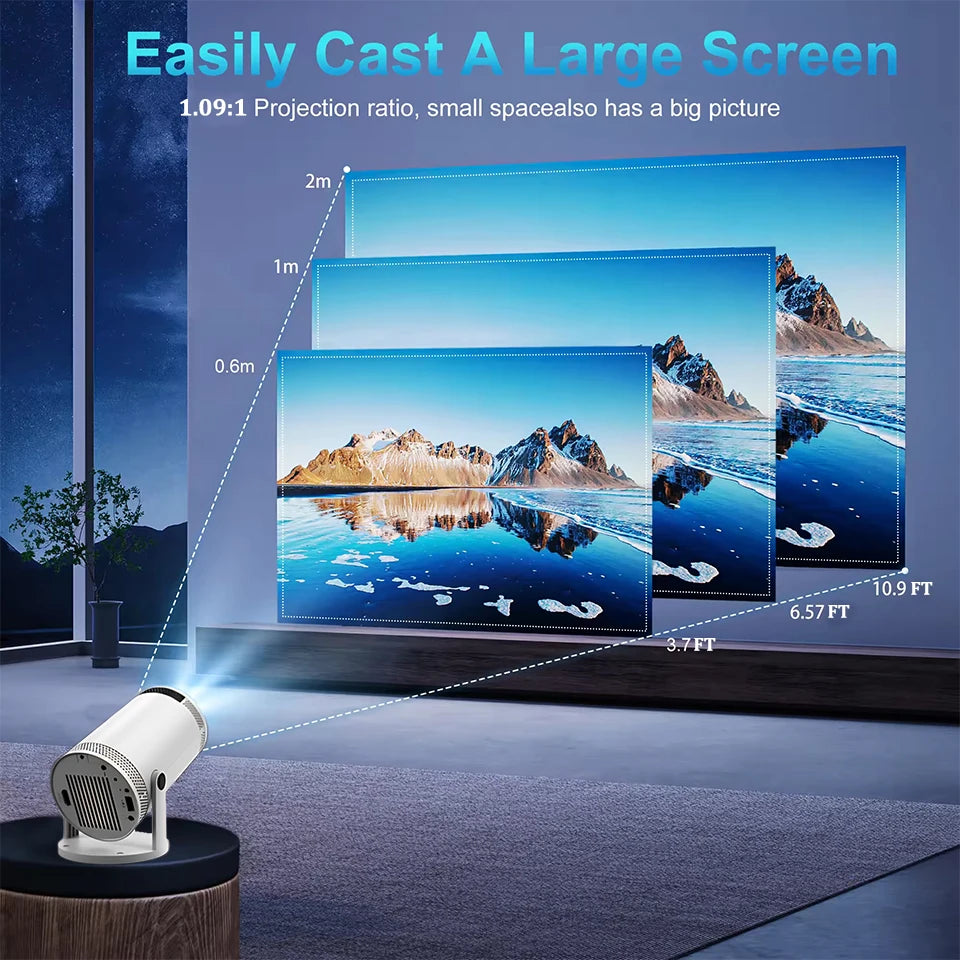 Mini 4K/1080P Portable Projector – 260 ANSI, 5G WiFi, 180° Rotating Smart Home & Outdoor Cinema