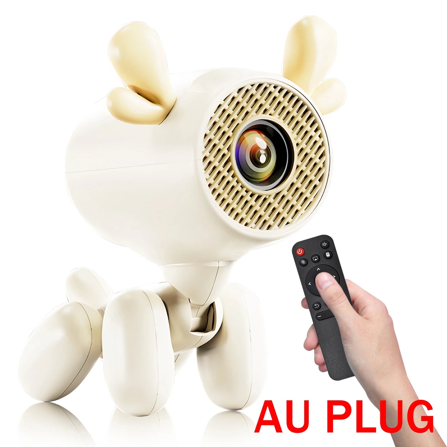 Smart Mini Projector 1080P – WiFi 6, BT 5.1, Cute Deer Design, Portable Home Theater