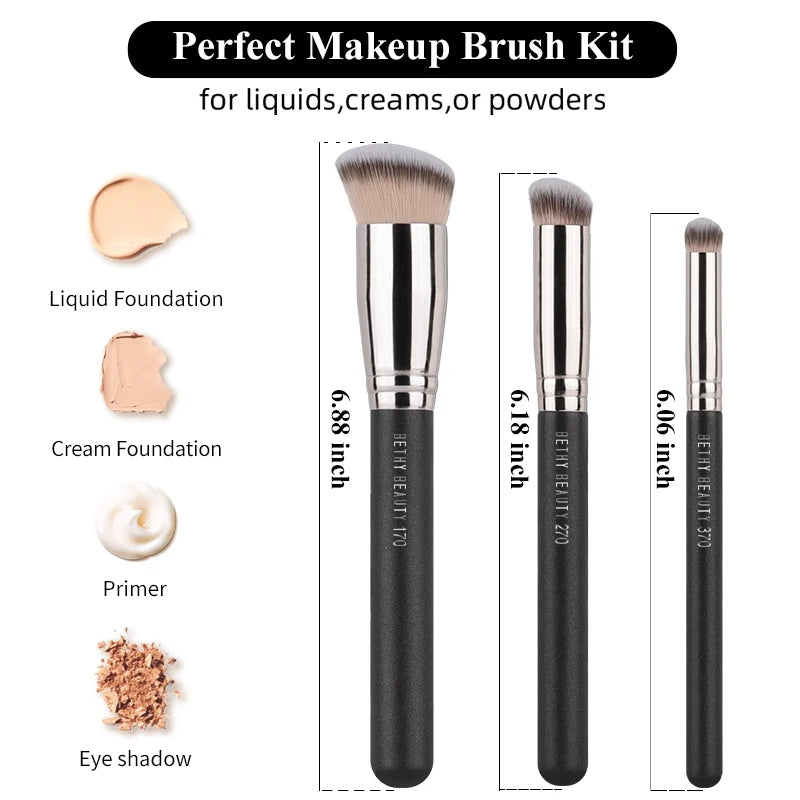 2/3-Piece Foundation & Concealer Brush Set – Synthetic Blending & Contour Brushes