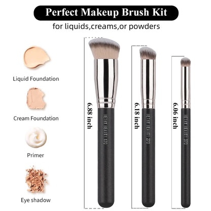 2/3-Piece Foundation & Concealer Brush Set – Synthetic Blending & Contour Brushes
