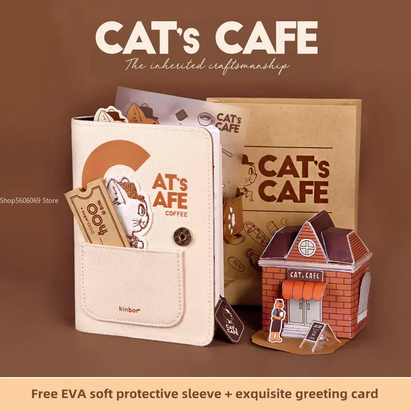 Cat Café Handbook Gift Set – A6 Cute Diary & Scrapbook