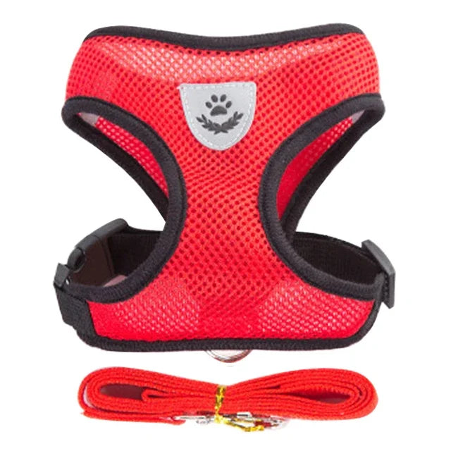 Cat & Dog Harness Vest – Adjustable Mesh with Walking Leash