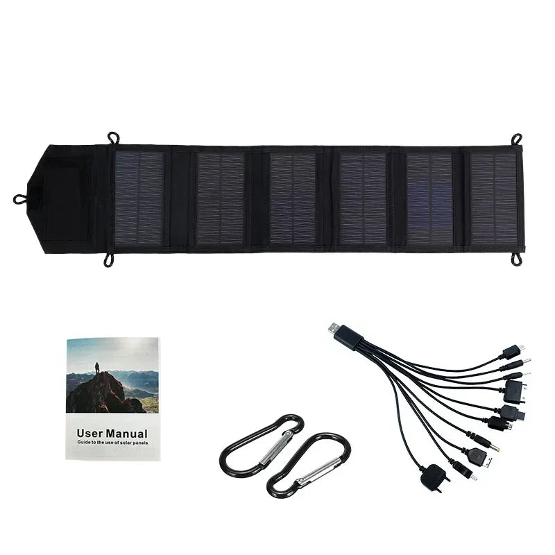 20W 6-Fold Foldable Solar Panel  Portable USB/DC 5V Charger for Full-Time Mobile Power