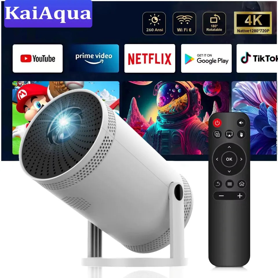 Mini 4K/1080P Portable Projector – 260 ANSI, 5G WiFi, 180° Rotating Smart Home & Outdoor Cinema