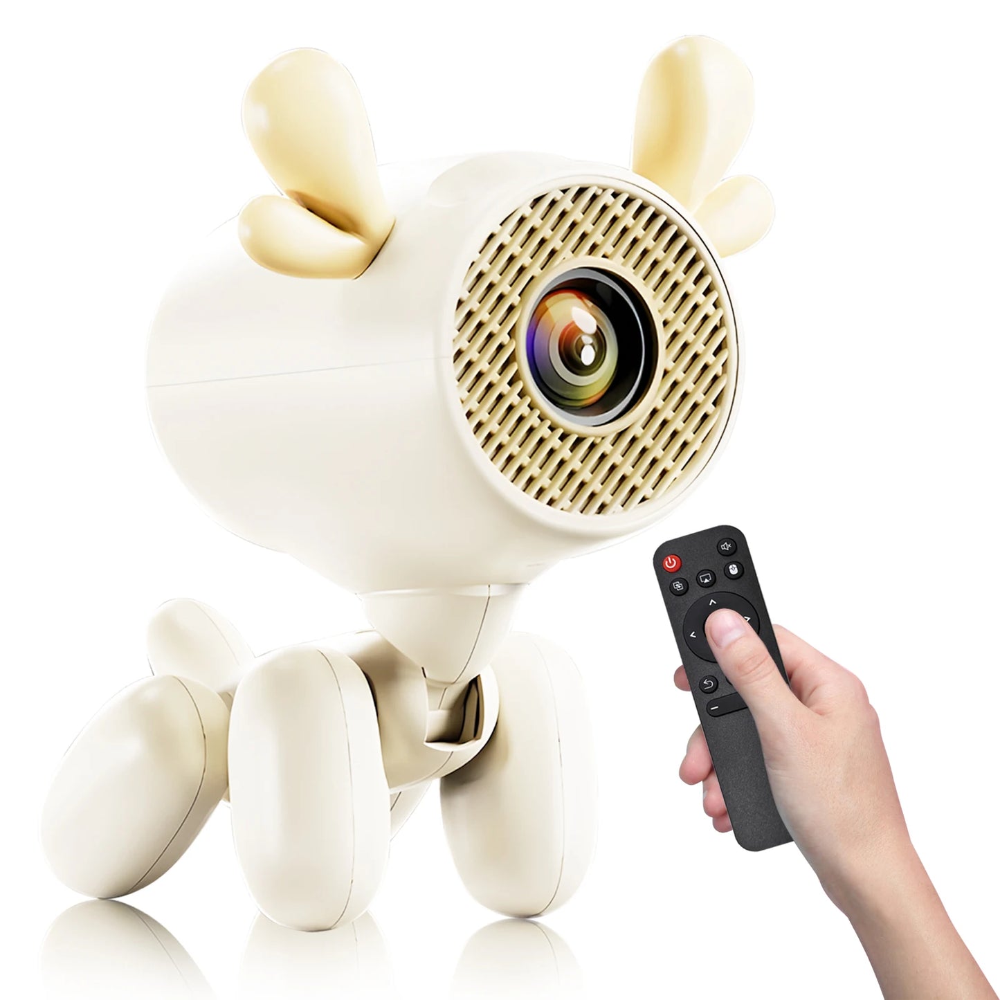 Smart Mini Projector 1080P – WiFi 6, BT 5.1, Cute Deer Design, Portable Home Theater