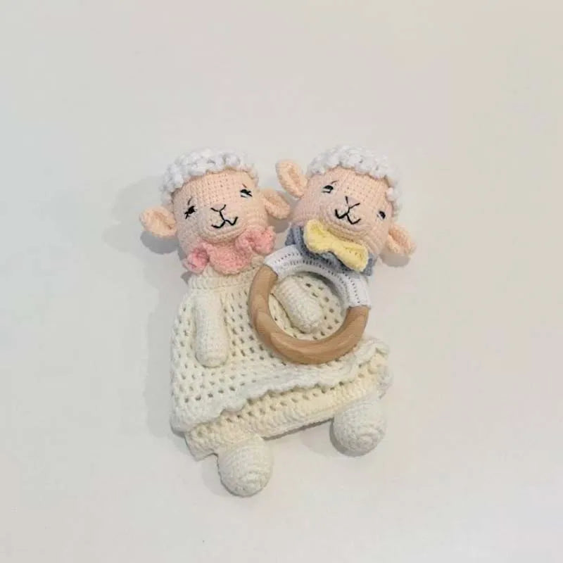 Baby Security Blanket – Soft Cotton Bib & Burp Cloth with Cute Rattle