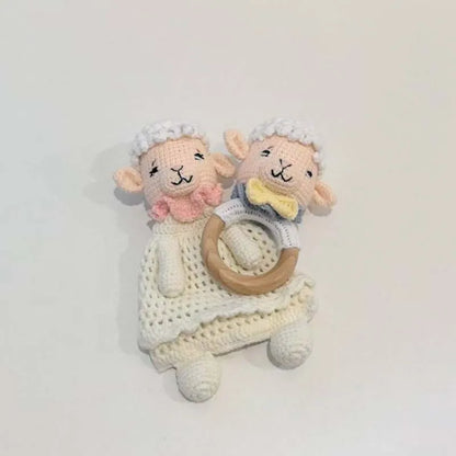 Baby Security Blanket – Soft Cotton Bib & Burp Cloth with Cute Rattle