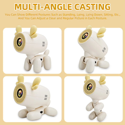 Smart Mini Projector 1080P – WiFi 6, BT 5.1, Cute Deer Design, Portable Home Theater