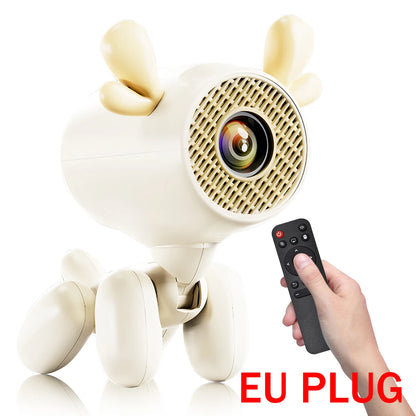 Smart Mini Projector 1080P – WiFi 6, BT 5.1, Cute Deer Design, Portable Home Theater