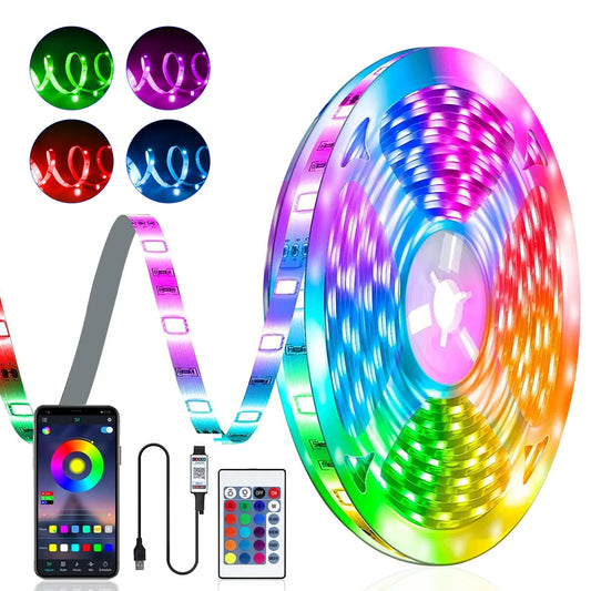 RGB LED Strip Lights  5V, 1–30M, Music Sync, 16M Colors, Color-Changing for Home & Parties