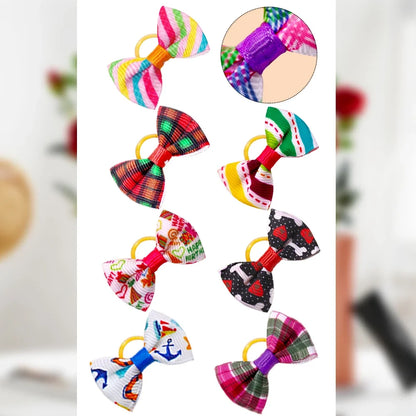 100pcs Dog Hair Bows – Cute Pet Accessories with Rubber Bands