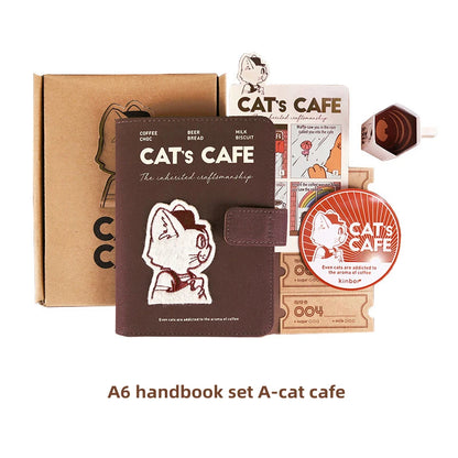 Cat Café Handbook Gift Set – A6 Cute Diary & Scrapbook