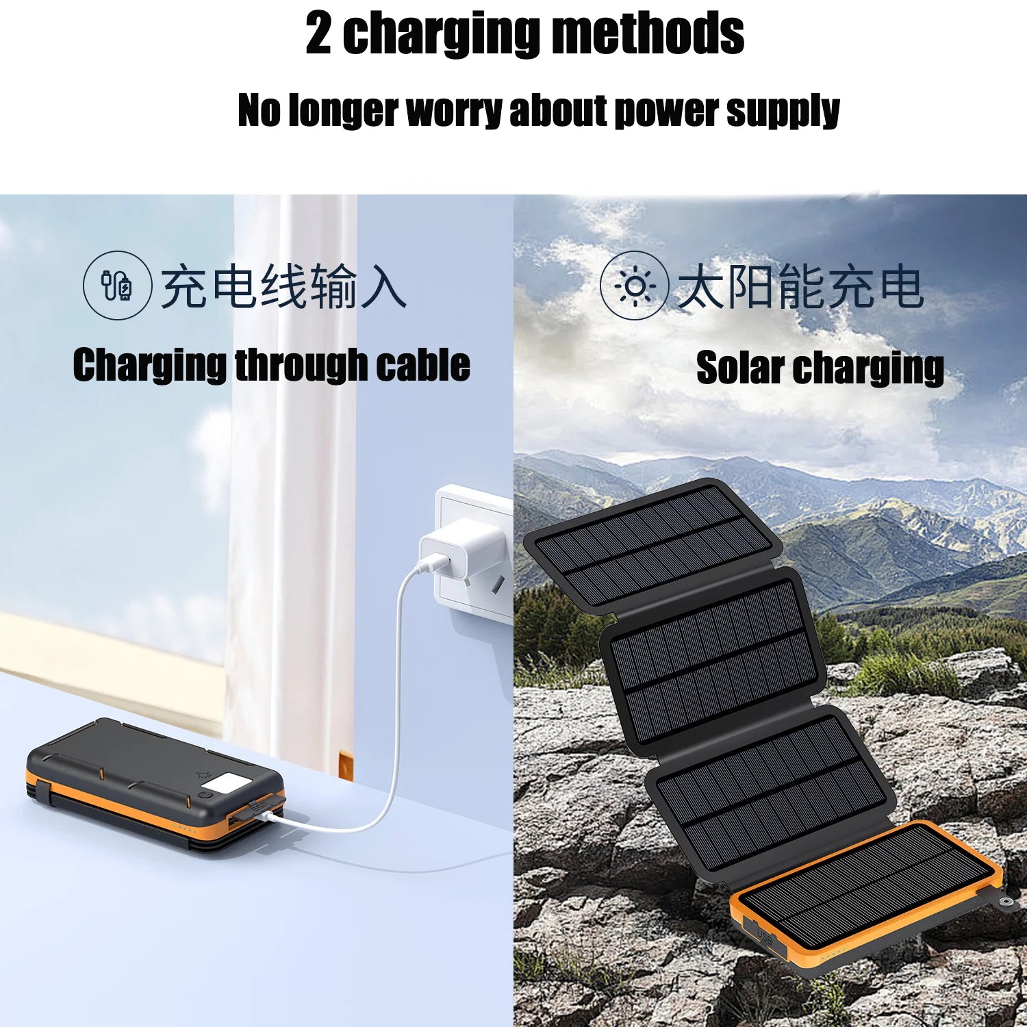 20,000mAh Solar Power Bank – Fast Charge, USB-A/USB-C, iOS & Android Compatible