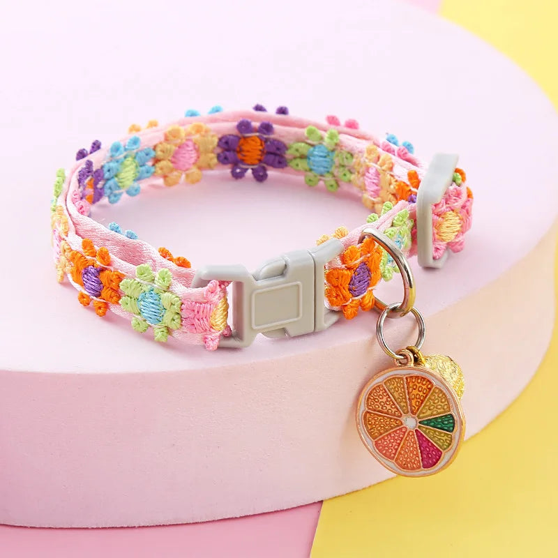 Colorful Pet Collar with Bell  Adjustable Dog & Kitten Collar