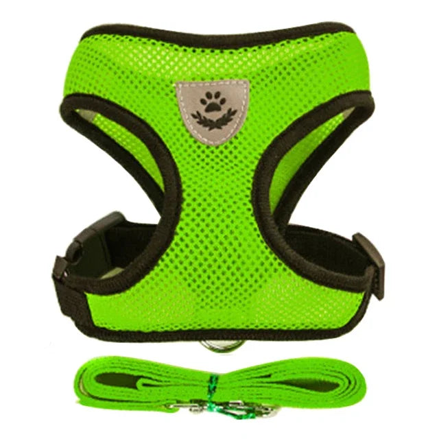 Cat & Dog Harness Vest – Adjustable Mesh with Walking Leash