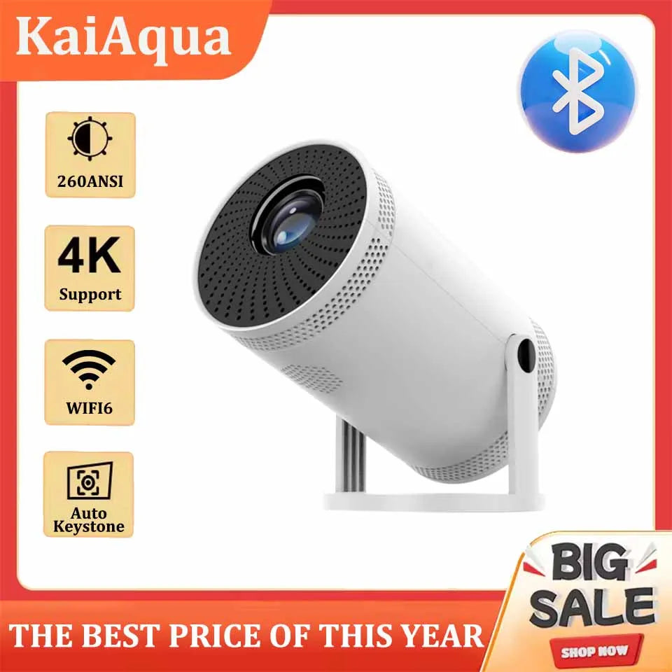 Mini 4K/1080P Portable Projector – 260 ANSI, 5G WiFi, 180° Rotating Smart Home & Outdoor Cinema