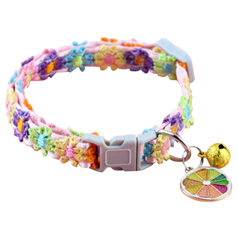 Colorful Pet Collar with Bell  Adjustable Dog & Kitten Collar