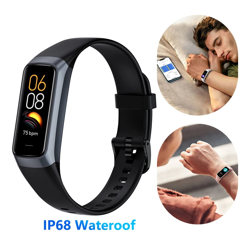 1.10" AMOLED Fitness Tracker  24/7 Heart Rate & SpO₂, Smart Watch, IP68 Waterproof