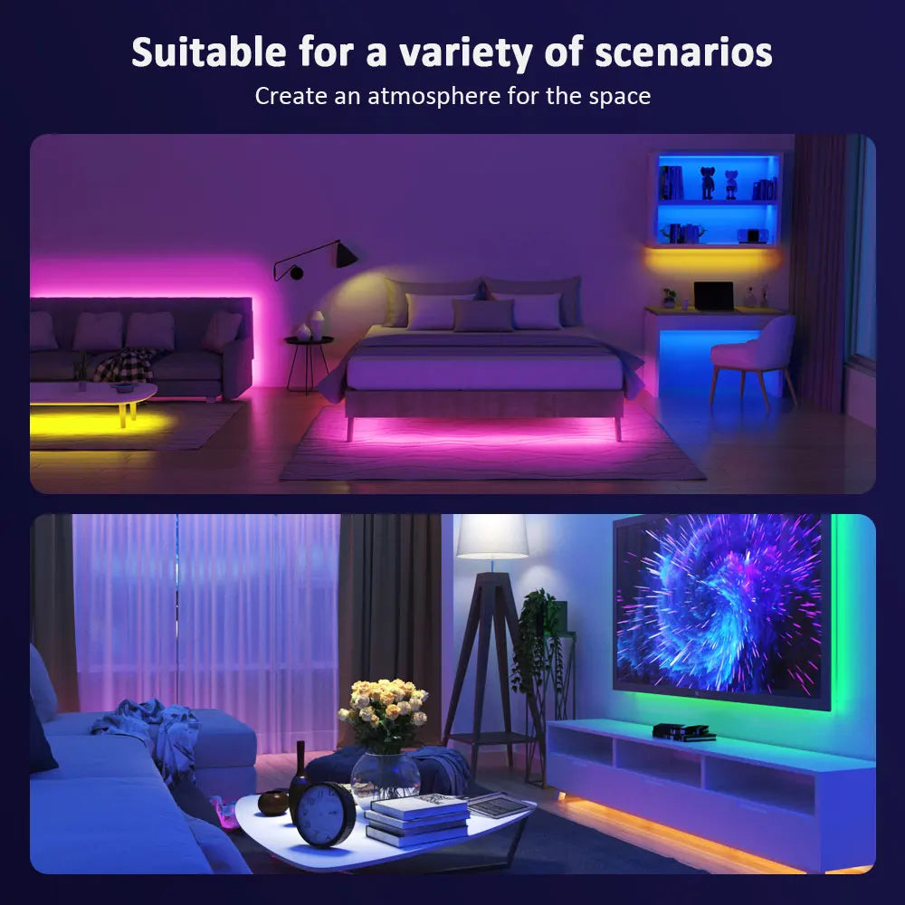 RGB LED Strip Lights  5V, 1–30M, Music Sync, 16M Colors, Color-Changing for Home & Parties