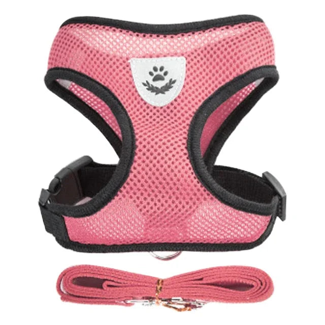 Cat & Dog Harness Vest – Adjustable Mesh with Walking Leash