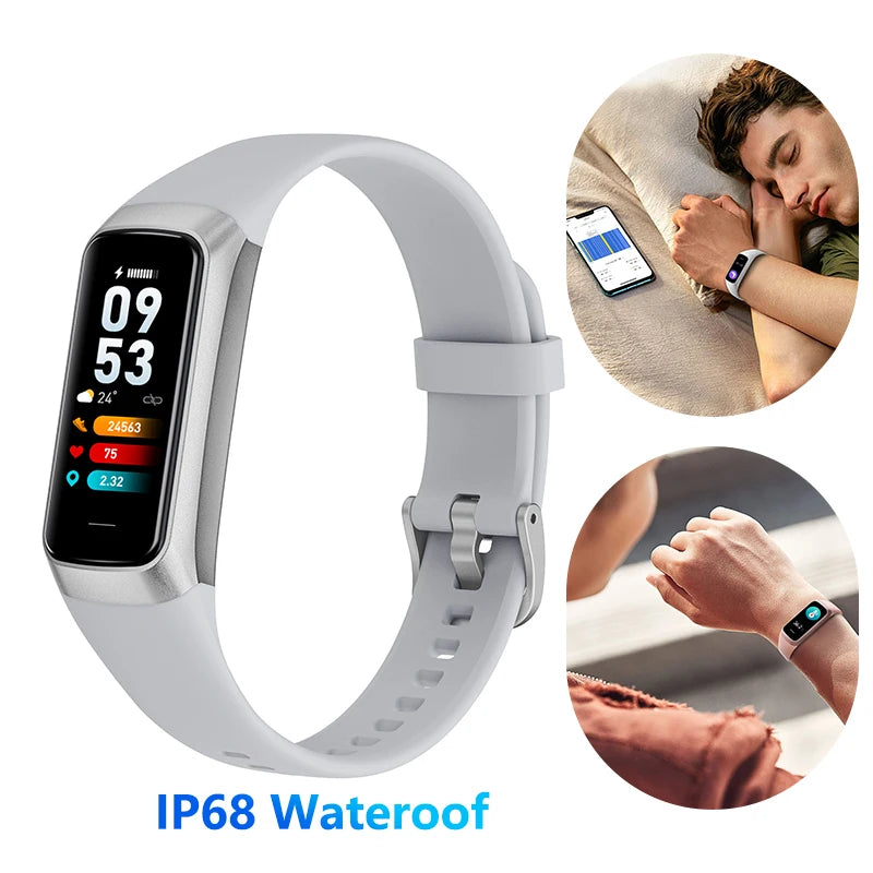 1.10" AMOLED Fitness Tracker  24/7 Heart Rate & SpO₂, Smart Watch, IP68 Waterproof