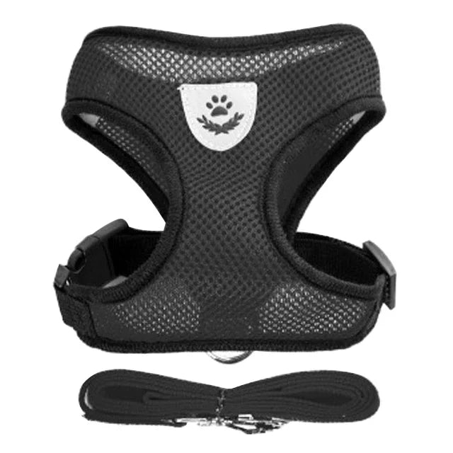 Cat & Dog Harness Vest – Adjustable Mesh with Walking Leash